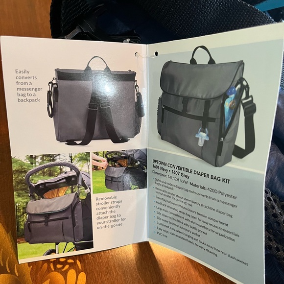 Gemline uptown navy blue convertible diaper bag NWT - Picture 8 of 8